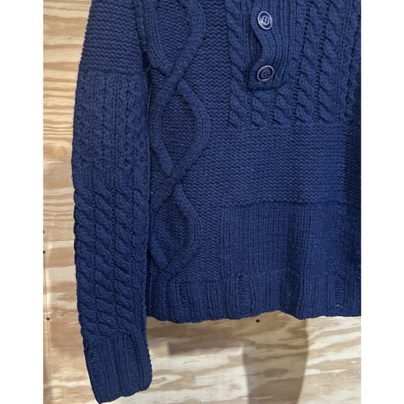 Vintage Diesel Gold Label Y2K Wool Sweater Chunky Mixed Cable Knit Small Blue - Picture 9 of 14